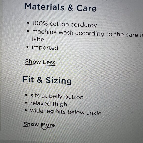 NEW Corduroy Wide-Leg Pants, Old Navy, S4, - Picture 5 of 7